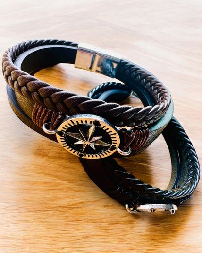 Armbånd "Compass Adventure" - mulighet for personlig tilpasning med gravering til gave, 2 fargevarianter å velge mellom