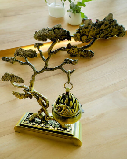 Elegant Metallisk Røkelseholder Bonsai - mulighet for personlig tilpasning med gravering som gave