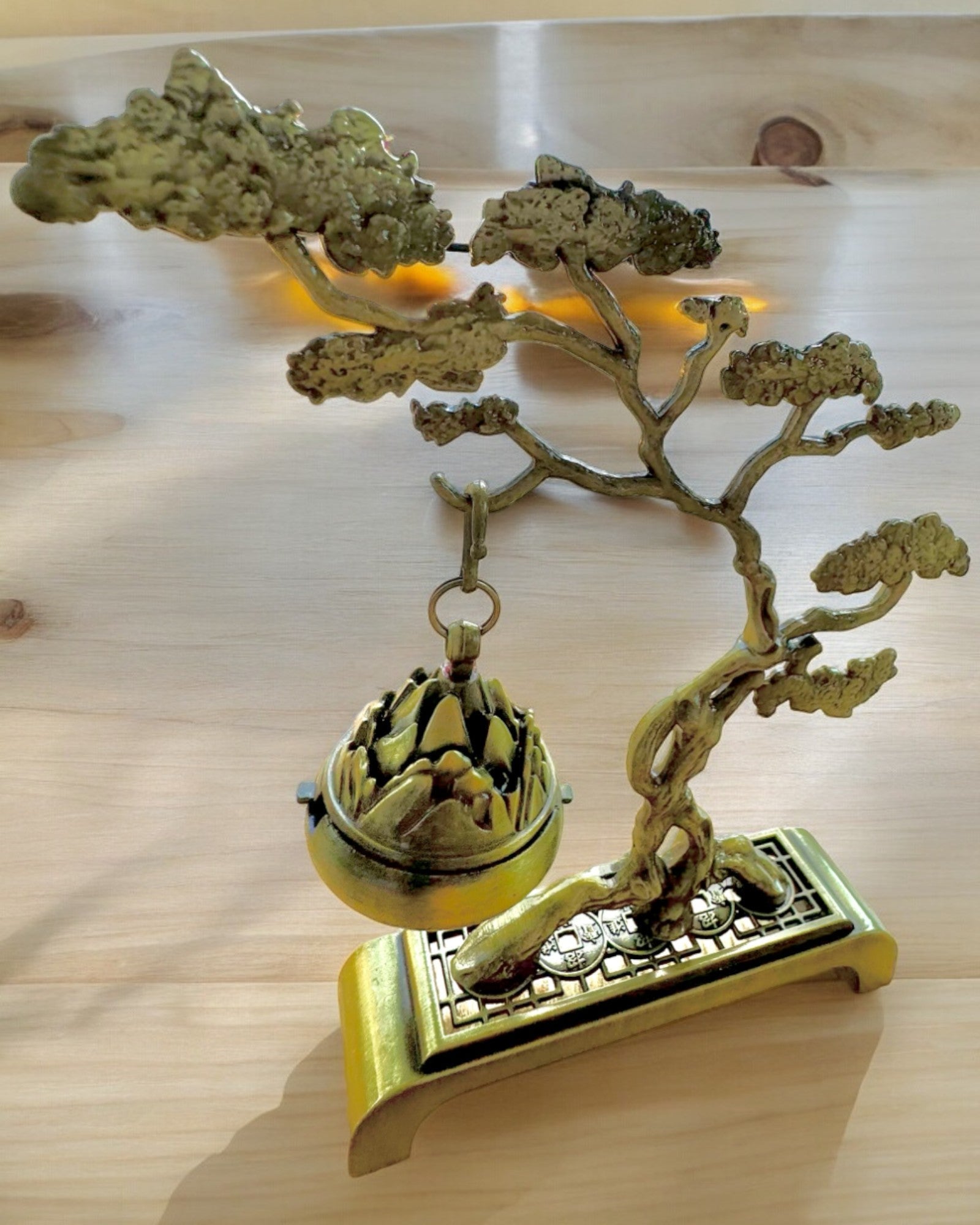 Elegant Metallisk Røkelseholder Bonsai - mulighet for personlig tilpasning med gravering som gave