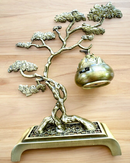 Elegant Metallisk Røkelseholder Bonsai - mulighet for personlig tilpasning med gravering som gave