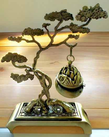 Elegant Metallisk Røkelseholder Bonsai - mulighet for personlig tilpasning med gravering som gave