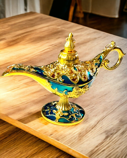 Liten Håndlaget Aladdin Lampe - Metall Håndverk for Hjemmedekorasjon, gravering